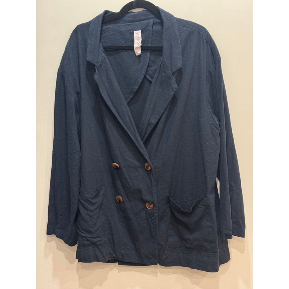 Amadi Women's Navy Double-Breasted Blazer Jacket